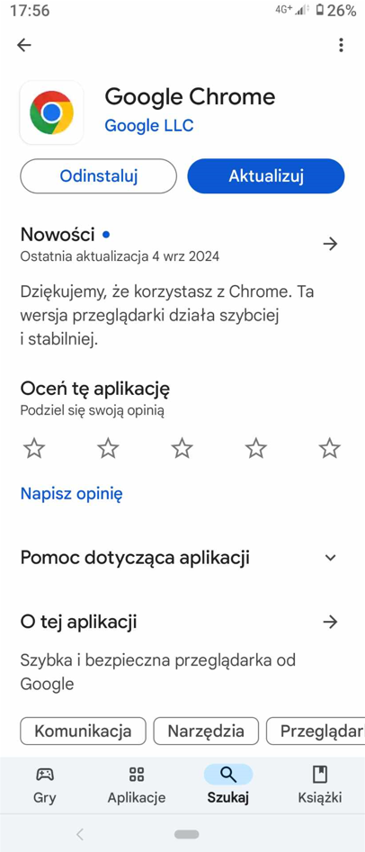 Aktualizacja Google chrome android